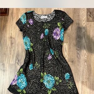 Floral Zebra Print Midi Dress